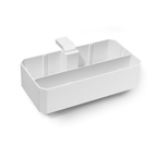 White wide Table Caddy craft organizing bin and mounting clamp for table shown with long dividers.