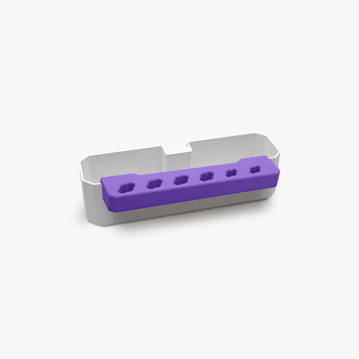 FŪTL Scissor Sidekick purple scissor storage attachment for Table Caddy with six slots on a white background