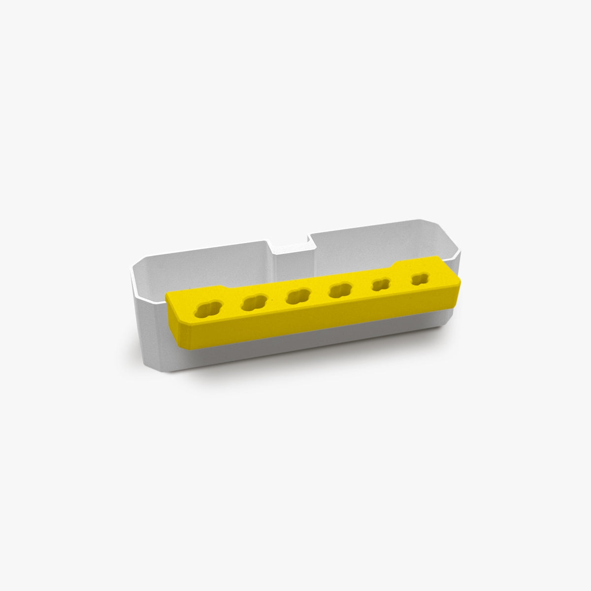 FŪTL Scissor Sidekick white and yellow scissor storage attachment for Table Caddy with six slots