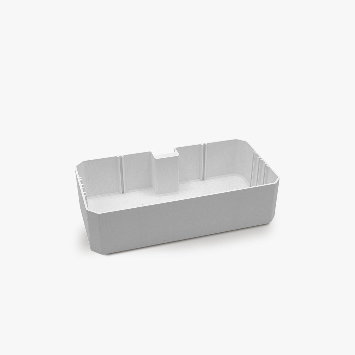FŪTL wide table caddy in white with internal dividers for organizing craft tools and supplies on a desk edge